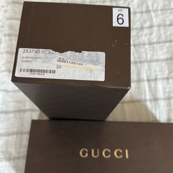 Gucci 283740 Sz 36 Round Toe Leather Flats Amethyst/ Violet Color NIB - Picture 9 of 9